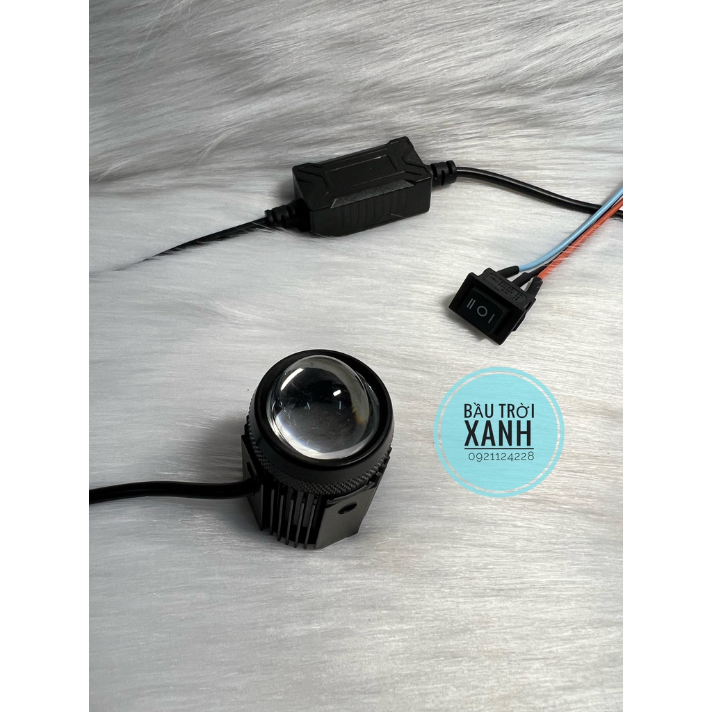Đèn trợ sáng mini bi cầu 2 ánh sáng gắn xe máy tặng kèm công tắc