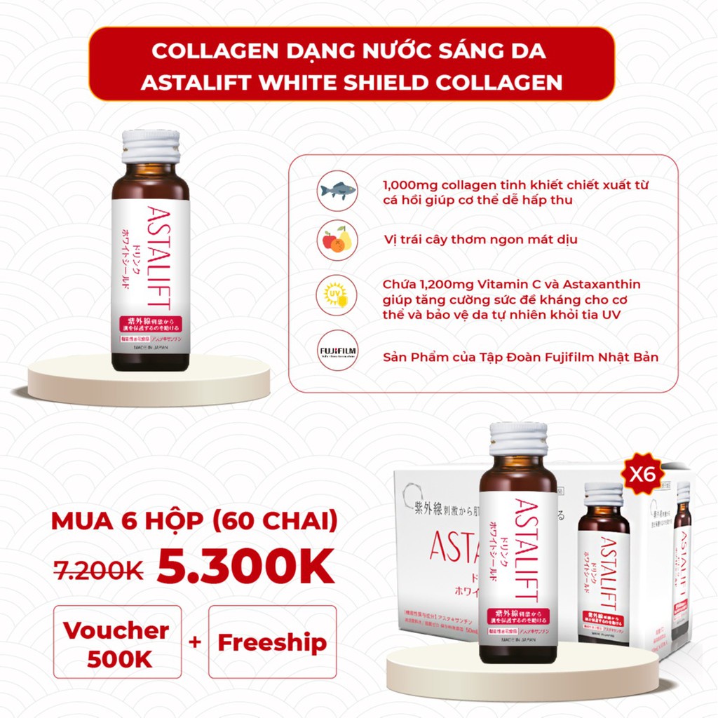 Collagen Dạng Nước Sáng Da ASTALIFT White Shield Collagen Hộp 10x50ml