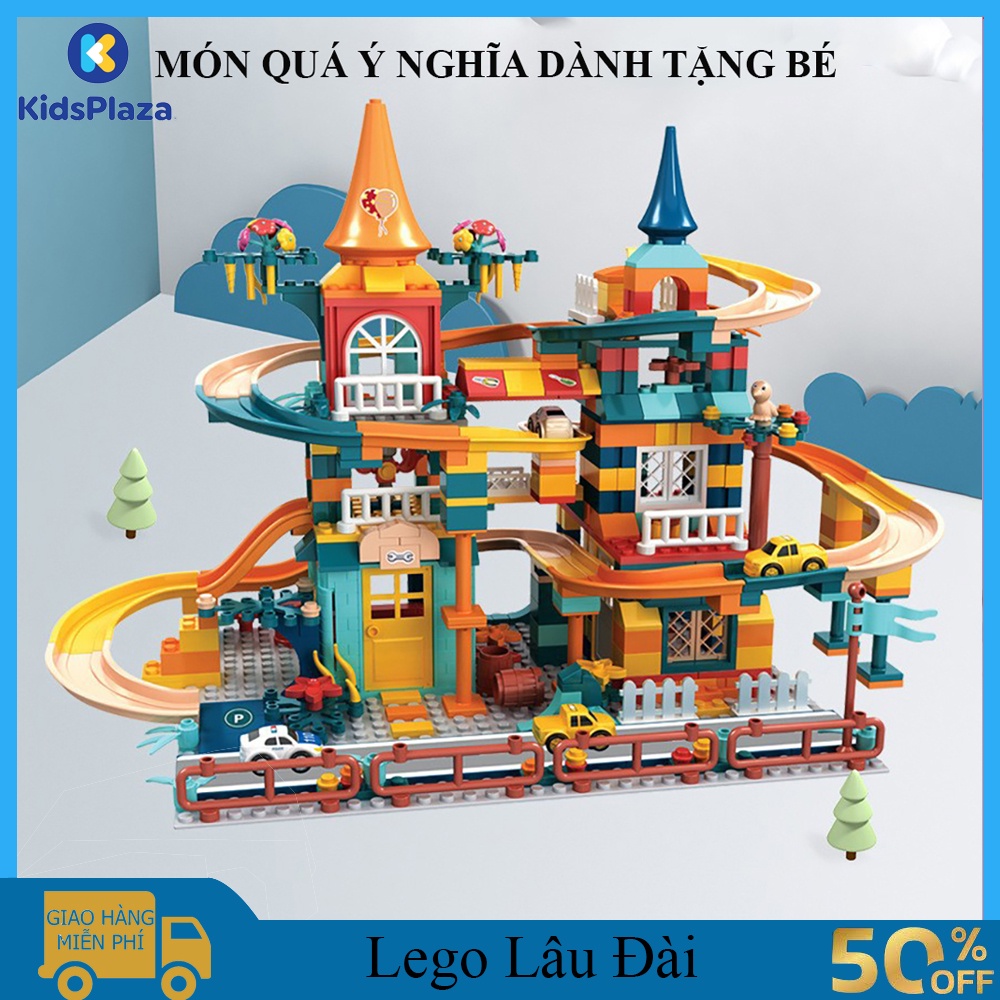 Đồ chơi trẻ em xếp hình lâu đài cầu trượt ,đồ chơi phái triển tư duy trí sáng tạo cao cấp 512 chi tiết.