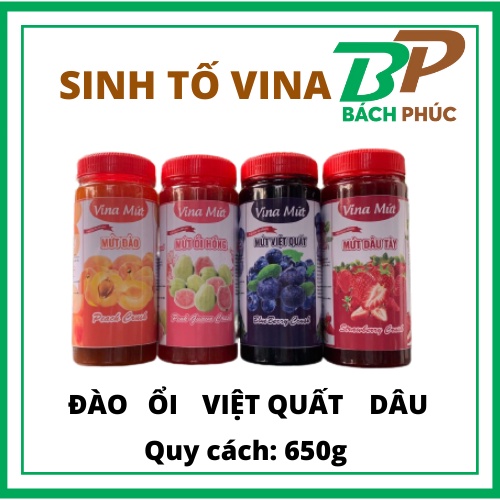 Mứt Sinh Tố Mứt Đào Mứt Ổi Hồng Mứt Dâu Mứt Việt Quất - Vina Mứt 650g - Kho Pha Chế Đà Nẵng