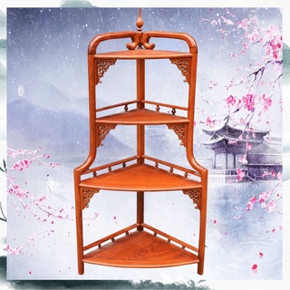 Kệ Góc 4 Tầng Trang Trí Phòng Khách Gỗ Hương Cao 130cm