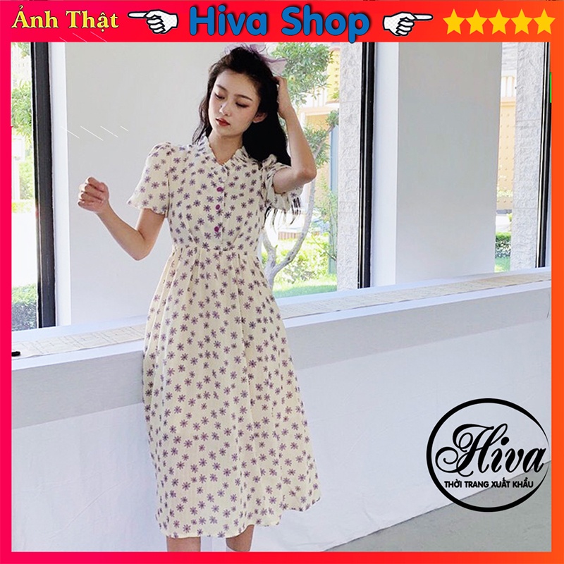 Váy trắng babydoll hoa tím body Ulzzang tay bồng , Đầm nữ vintage thiết kế dáng ngắn | BigBuy360 - bigbuy360.vn