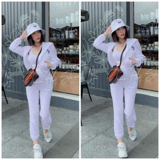 (Xả Lỗ) Set Á́o Khoác Croptop Kèm Áo Trong Mix Quần Bom Thể Thao Cá Tính💚Freeship💚Sét Thể Thao Cá Tính
