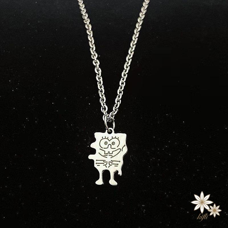 Vòng cổ mặt hình SpongeBob phong cách hip hop đơn giản sáng tạo dành cho cặp đôi bạn thân