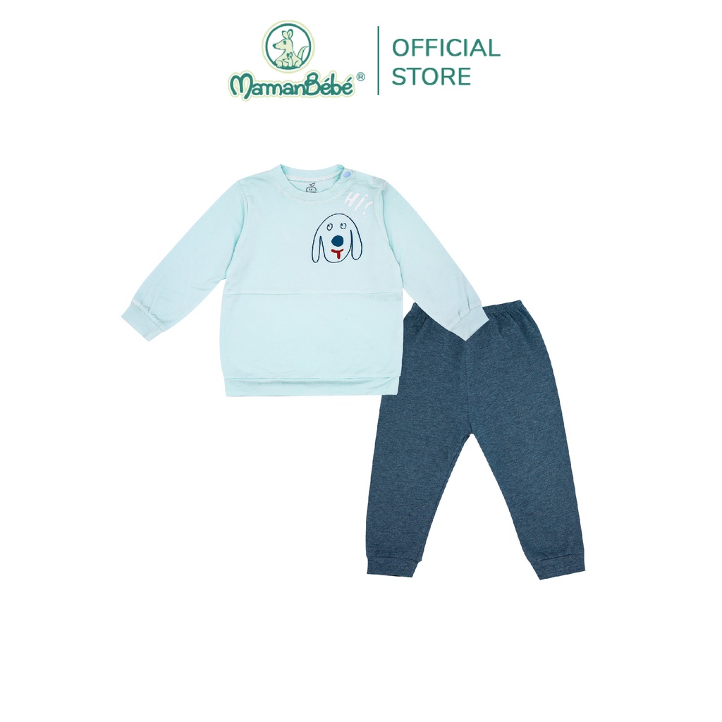 SL238 Bộ quần áo dài tay trơn màu La Pomme màu Xanh/Vàng