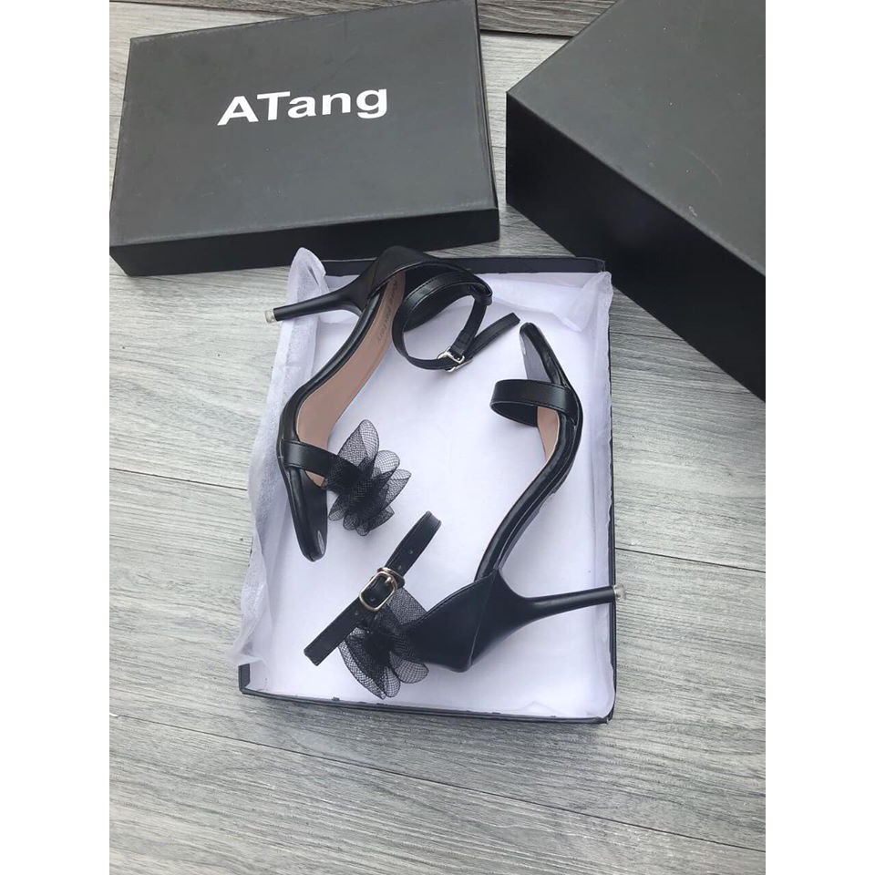Giày cao gót /sandal quai mảnh gót đinh thắt nơ cực xinh freeship