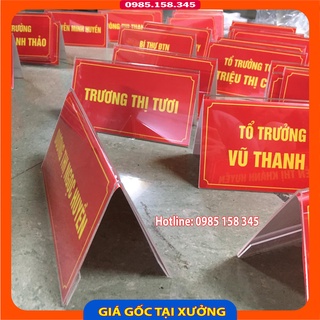 Menu mica chữ A, Bảng mica chức danh để bàn các kích cỡ dùng giới thiệu sản phẩm, chương trình khuyến mại, bảng giá