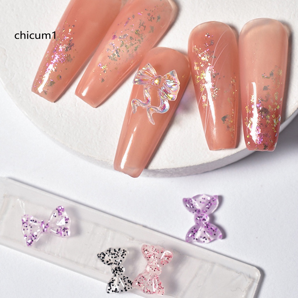 [Hàng mới về] Set 50 phụ kiện trang trí móng tay hình nơ 3d