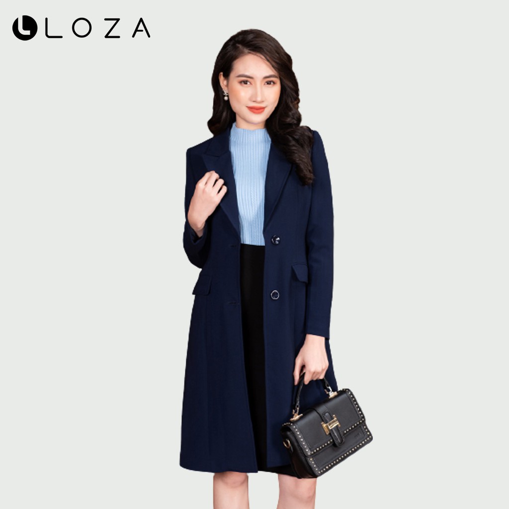 Áo khoác măng tô phối đai-LOZA LK11002