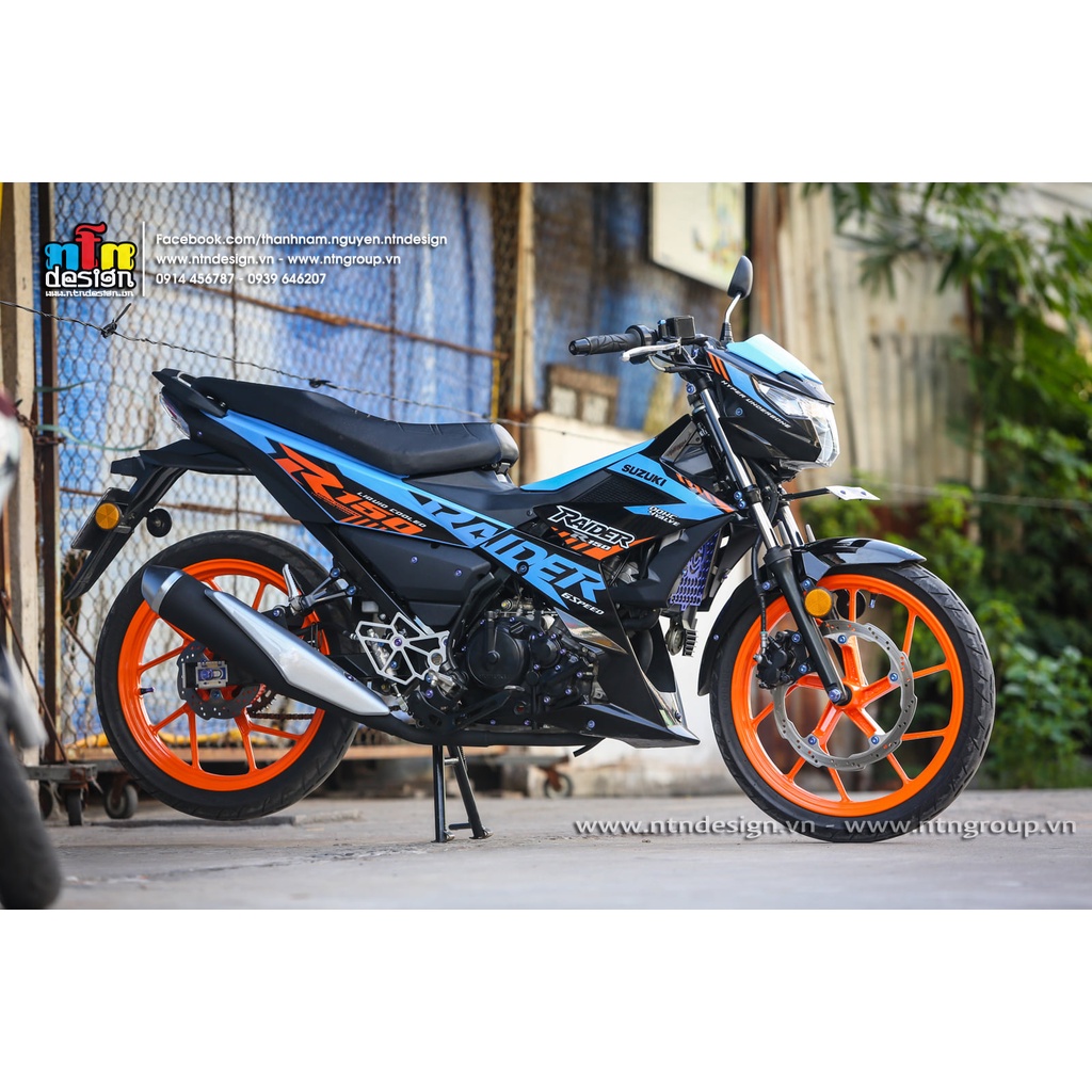 Tem Rời Dán Xe Raider Fi Mẫu Zin 2021 Cam Xanh Chữ Raider R150 Cực Chuẩn, Hàng 3 Lớp Chất Lượng Cao