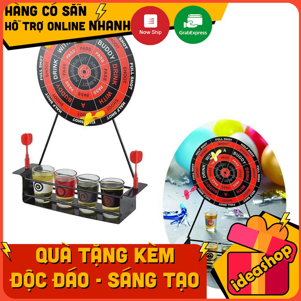 BỘ ĐỒ CHƠI NHÓM BẢNG PHÓNG PHI TIÊU NAM CHÂM KÈM LY UỐNG THUỶ TINH ( MINI DARTS SHOT DRINKING GAME )