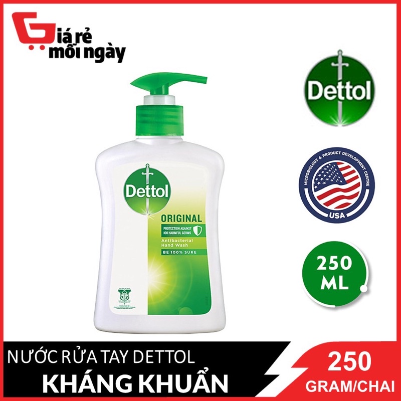DETTOL NƯỚC RỬA TAY DIỆT KHUẨN 250g (TẶNG 1 KHĂN CAO CẤP)