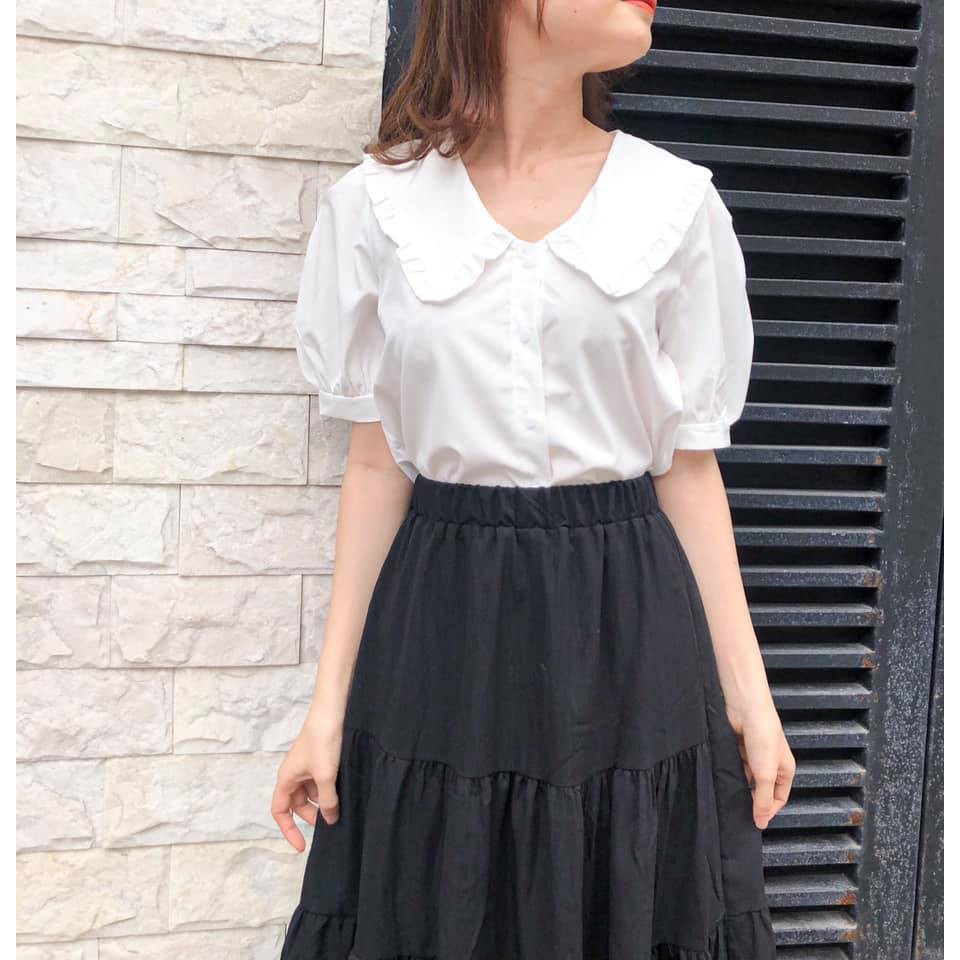 Áo sơ mi nữ cổ bèo tay bồng siêu xinh [ẢNH THẬT]