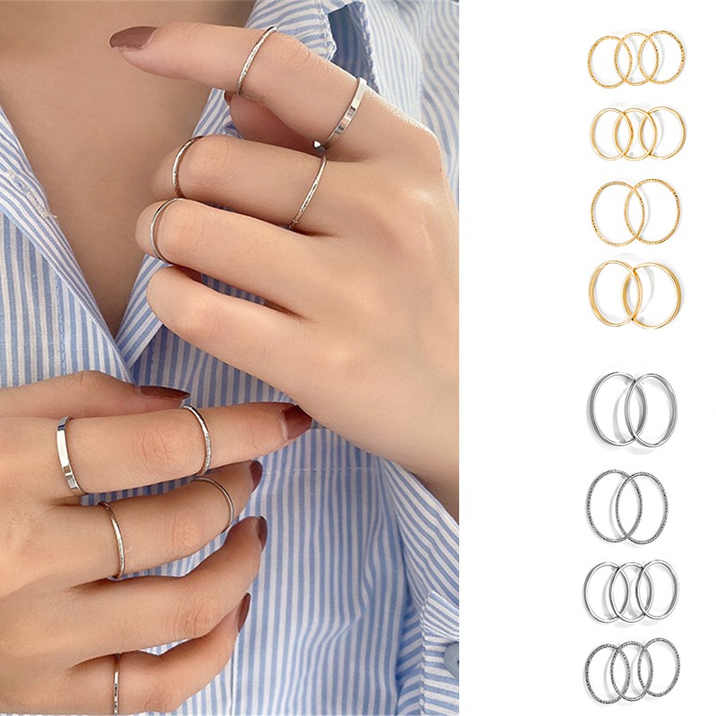 Set nhẫn nữ kiểu dáng đơn giản thanh lịch thời trang