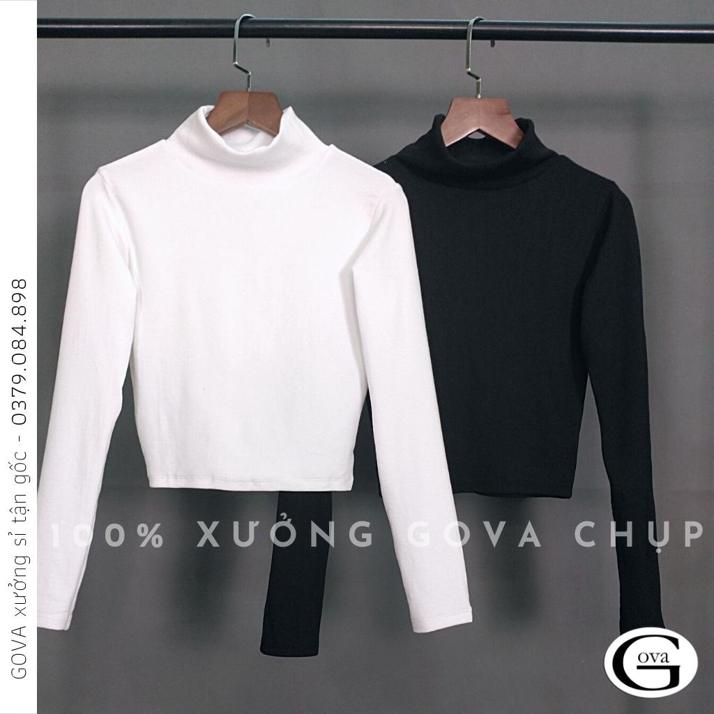 Áo Croptop TAY DÀI CỔ LỌ Thun Borip Kiểu Sexy Nữ, Áo Thun Ôm Body Đẹp GOVA