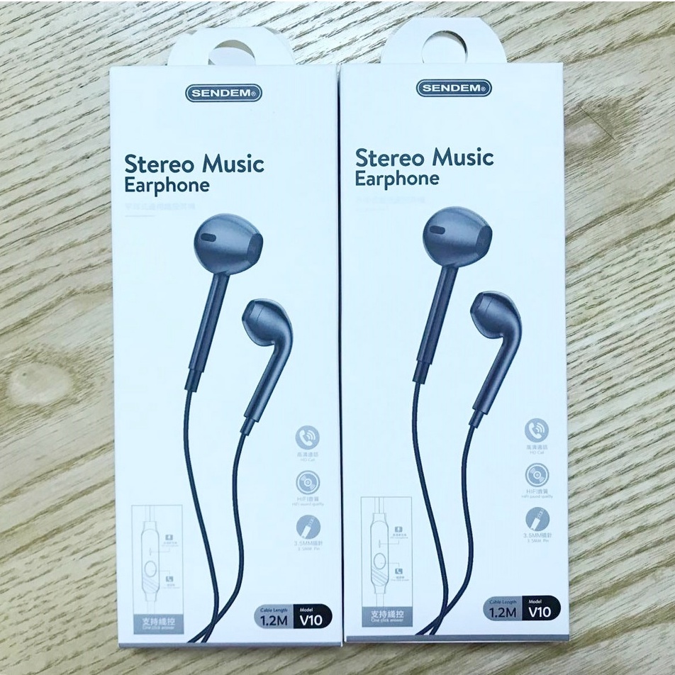 Tai nghe Sendem V10 chân tròn 3.5mm có mic cho các loại điện thoại tai nghe chân tròn