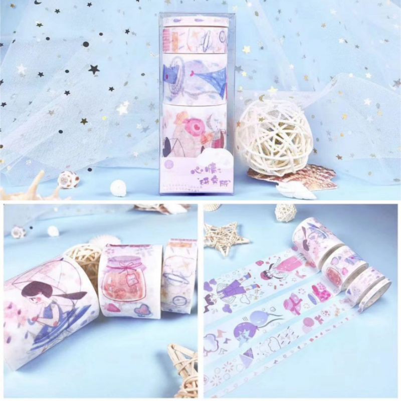 Set 4 cuộn băng dính washi tape