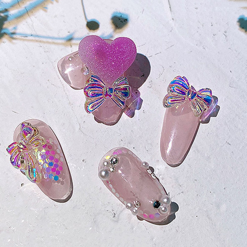 Bộ 8 Phụ Kiện Trang Trí Móng Tay Hình Bướm 3D Lấp Lánh 11 Kiểu Dáng Dễ Thương