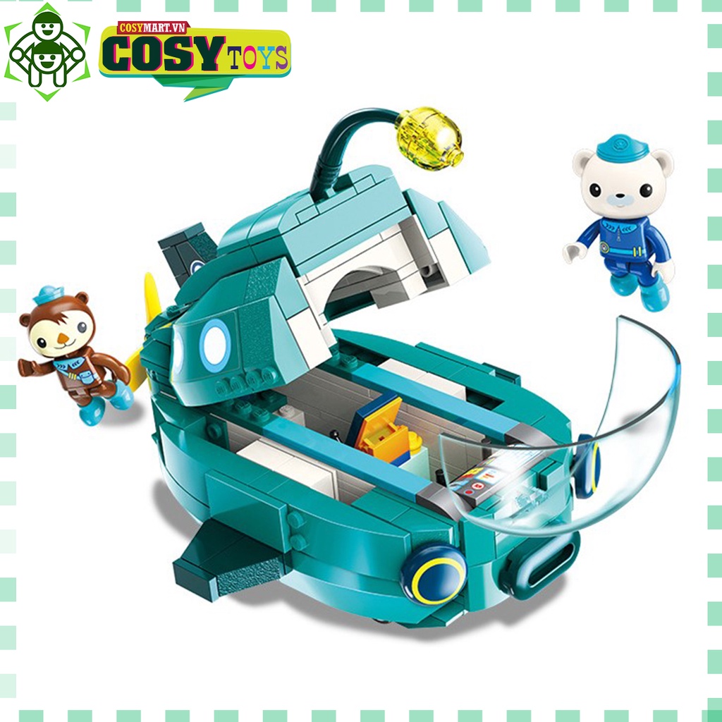 Đồ chơi lắp ghép xếp hình Tàu ngầm thám hiểm đại dương cá heo với 223 mảnh ghép