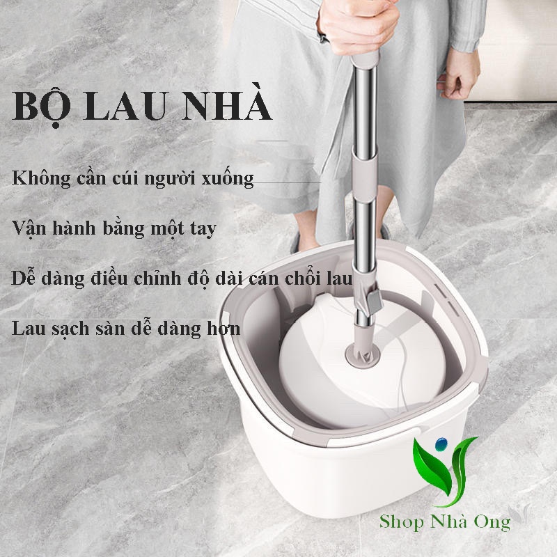 Cây lau nhà tách nước bẩn MOP Chổi lau nhà tự vắt thông minh Bộ lau nhà 360 độ cao cấp thế hệ mới Nhaongshop