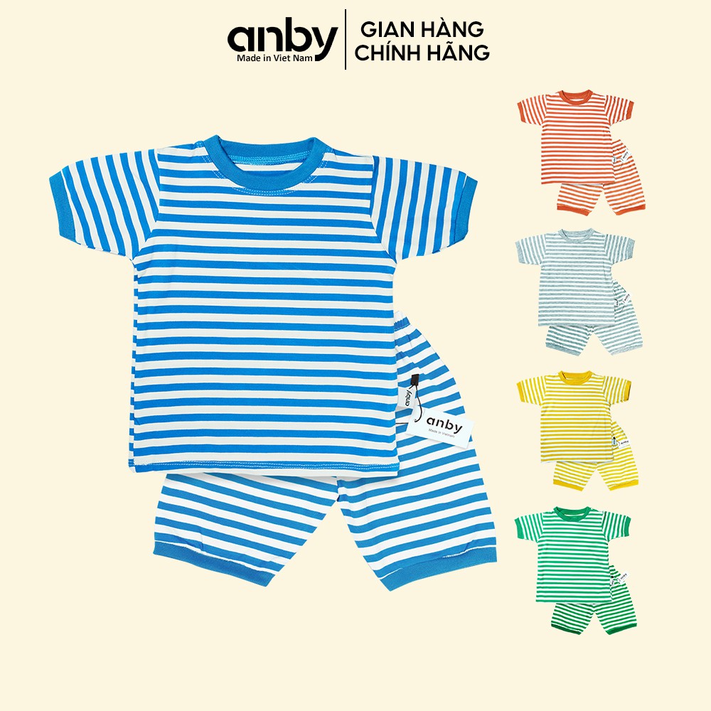 Quần áo trẻ em ANBY bộ đồ cho bé từ 1 đến 6 tuổi cộc tay cotton co giãn 4 chiều kẻ sọc dễ thương cho bé AB03