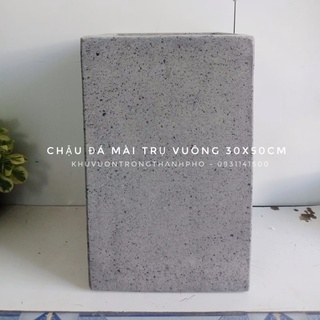 Chậu xi măng Đá Mài Trụ Vuông 30x50cm