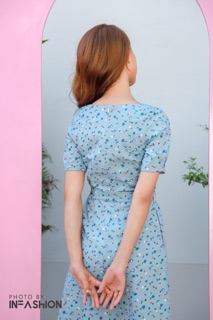 Đầm A cột eo nút trước InFashion