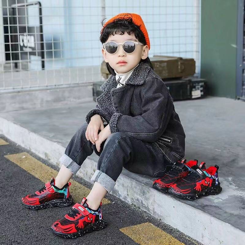 [NHẬP KIDTET hoàn 15% xu đơn 150k] Giày nhện siêu nhân XỊN có đèn led cho bé trai