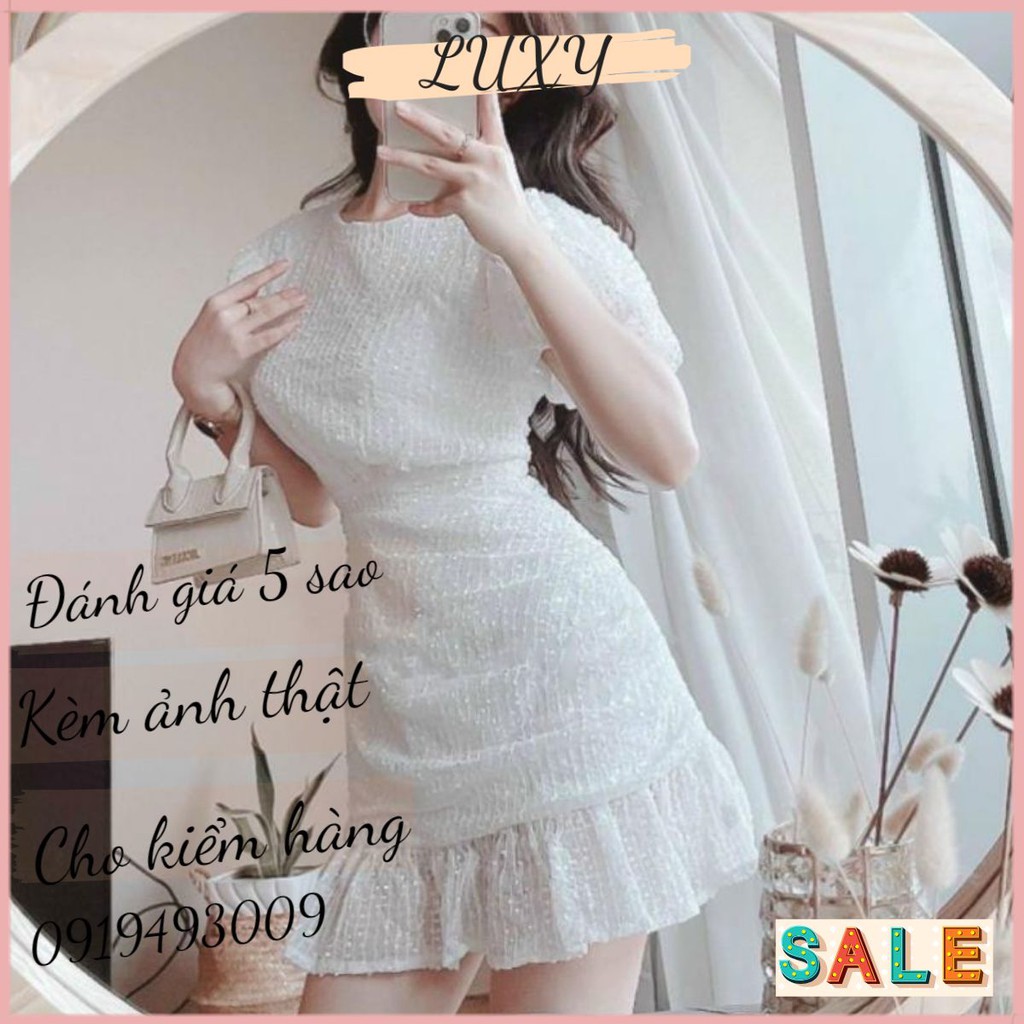 Đầm dự tiệc ren trắng đen nhún đuôi cá Lisa Dress Hàng Thiết Kế