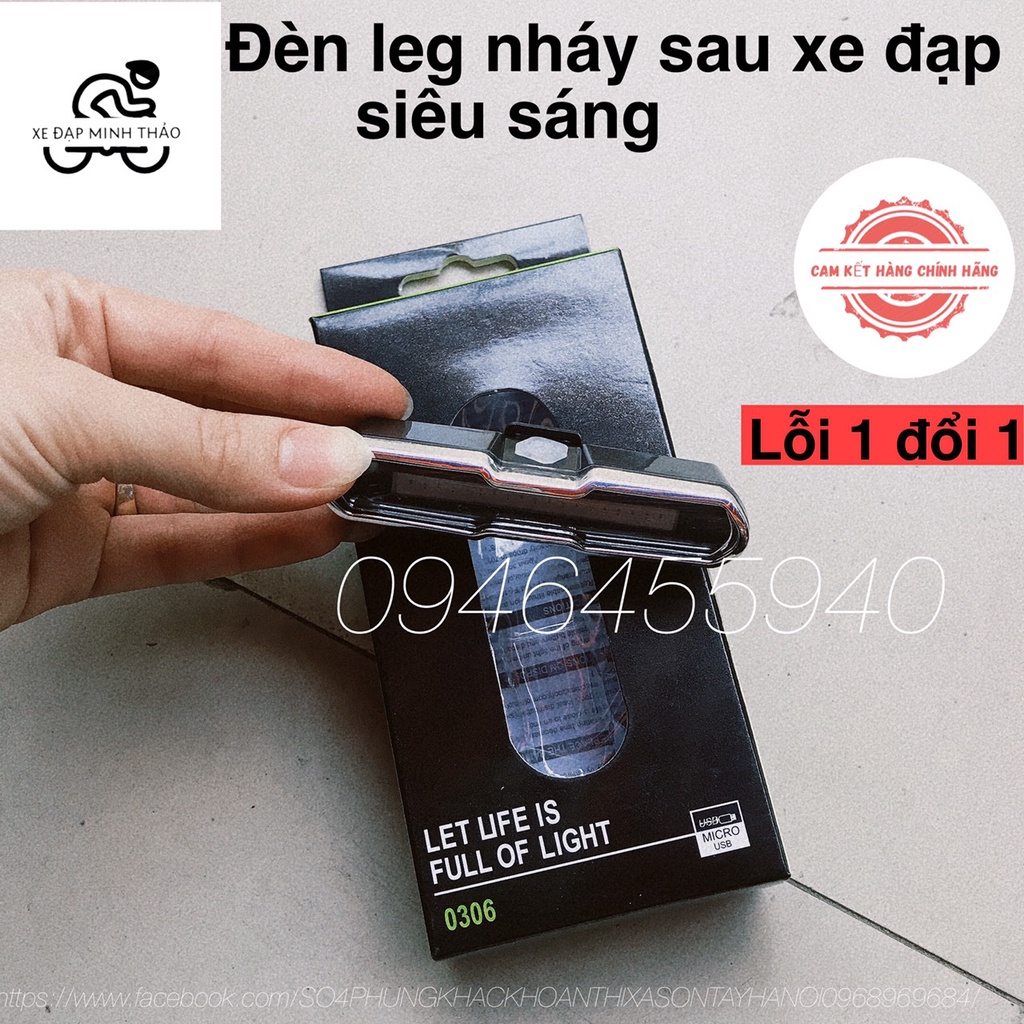 đèn led gắn hậu xe đạp sạc usb LET LIFE IS FULL OF LIGHT 💔 FREESHIP 💔 lắp hầu hết các loại xe
