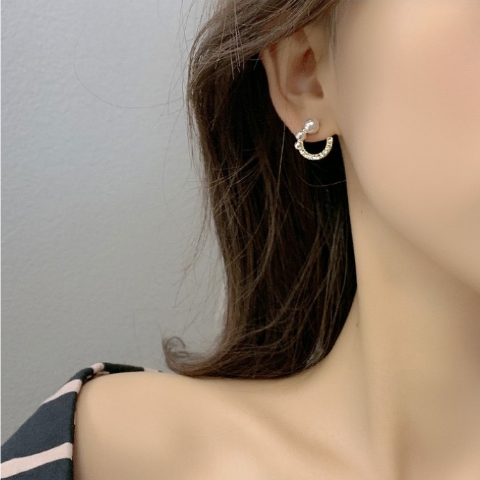 Khuyên tai mạ bạc đính hạt ngọc trai nhân tạo thời trang 2023 dành cho nữ