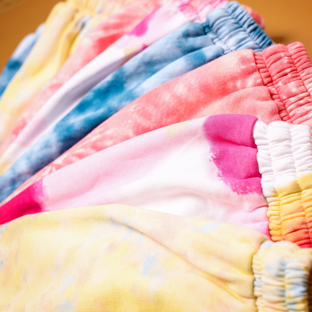 Quần short nữ bé gái MLB quần thun màu sắc hot trend loang tie size đại 25-60kg các mẹ có thể mặc cặp