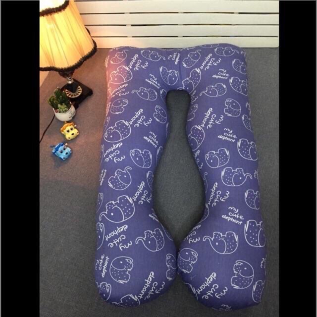 Gối ôm bà bầu hình chữ u, có vải cotton và nỉ nhung