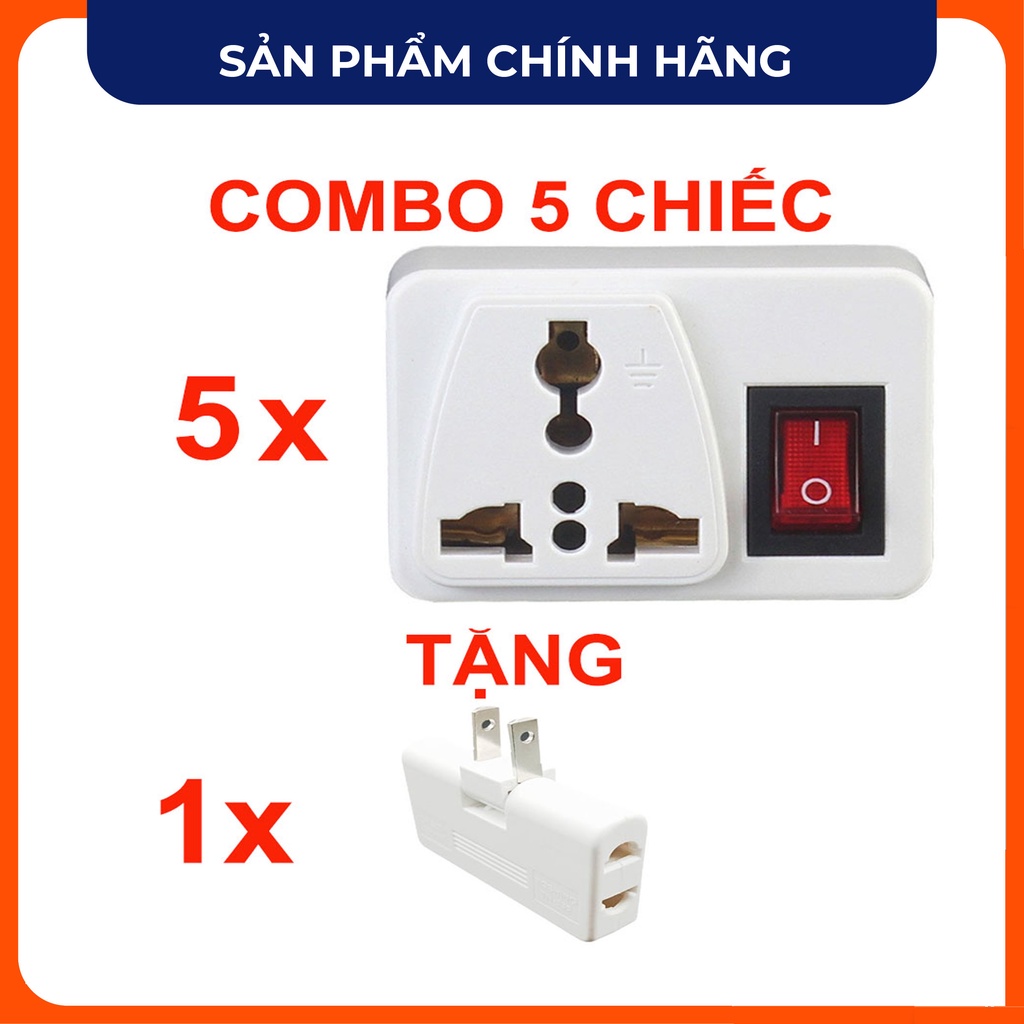 COMBO MUA 5 TẶNG 1- Ổ CẮM (PHÍCH CẮM) CHUYỂN ĐỔI 3 CHẤU KÈM CÔNG TẮC THAILAND C06S