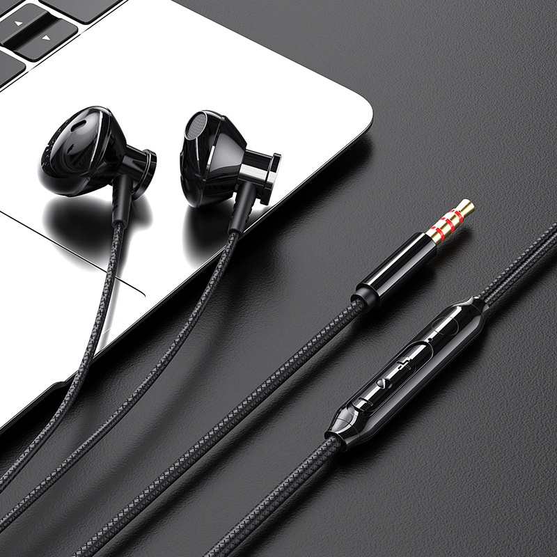Tai Nghe Nhét Tai Bằng Kim Loại Có Dây Kèm Micro Jack 3.5mm Thích Hợp Làm Quà Tặng Cho Lớp Học Trực Tuyến