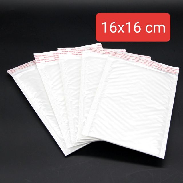 Combo 100 túi nilong bóng khí túi gói hàng 16x16 cm màu trắng