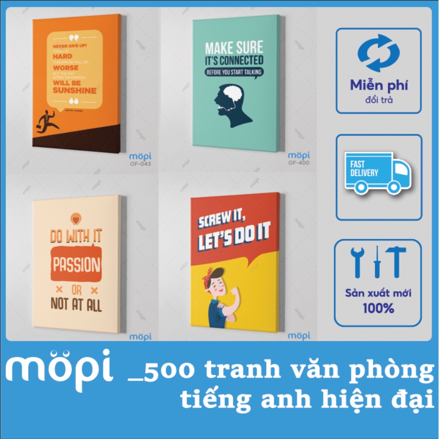 Tranh cổ động tiếng anh tạo động lực văn phòng , slogan Mopi nhiều kích thước canvas
