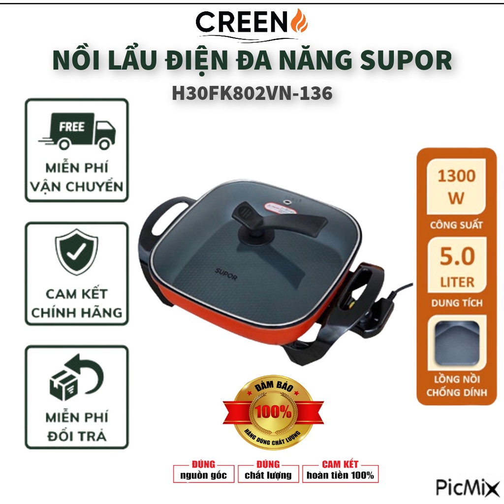 Nồi lẩu đa năng Supor H30FK802VN-136 - Lòng nồi chống dính