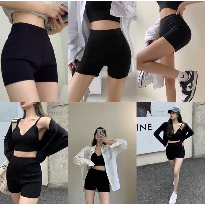 [Mã FAMARAL2 giảm 10K đơn 50K] Quần đùi nữ - Quần legging Knit Short Trendy chất thun dày dặn