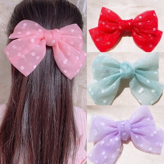 Kẹp tóc bấm nơ to vải kính óng ánh. kẹp tóc phong cách Hàn Quốc