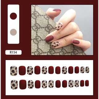 Móng Giả | Set 24 Móng Tay Giả Beo Đỏ Kèm Dũa Keo Dán Móng  | móng úp 24 móng R154