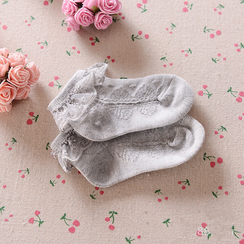 Vớ công chúa phối ren bèo chống trượt xinh xắn dễ thương cho bé gái