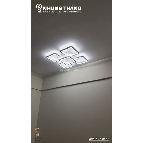 Đèn LED ốp trần Decor hình vuông NT027 - 3 Chế Độ Ánh Sáng - Tăng Giảm Ánh Sáng - Điều Khiển Từ Xa - Bảo Hành 1 Năm