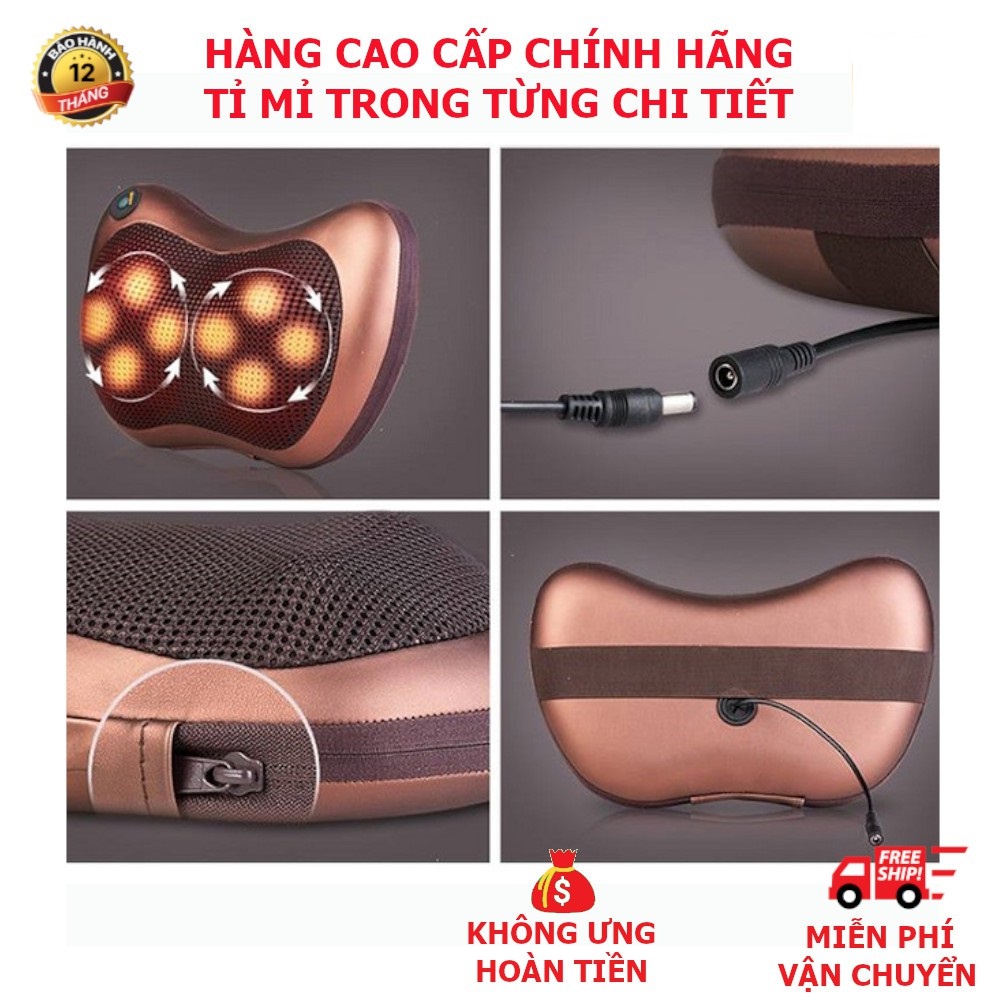 [Hàng Chính Hãng] Gối Massage Hồng Ngoại 8 Bi Cao Cấp, Gối Matxa Hồng Ngoại 8 Bi Cao Cấp- Bảo hành 12 tháng