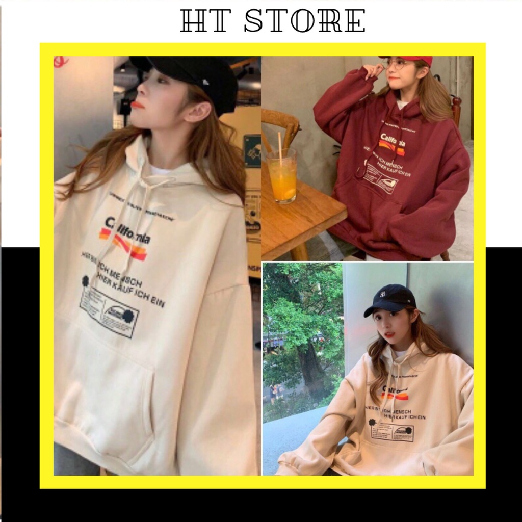 Áo Hoodie Nam nữ Unisex  Califfo 2 Màu dưới 70kg - Dáng Rộng Kèm Mũ Túi Trước G080 - HT STORE | BigBuy360 - bigbuy360.vn