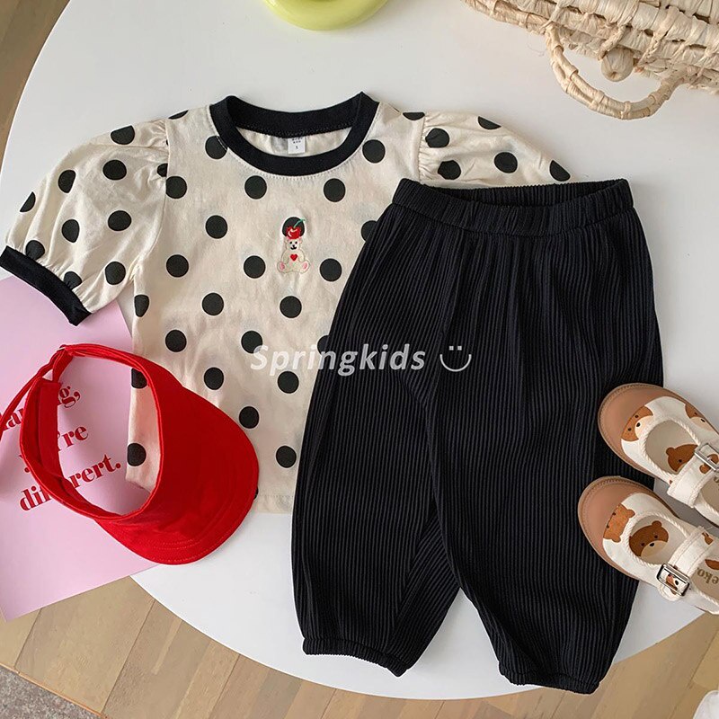 Áo Thun Cotton Thêu Hình Gấu Dễ Thương Cho Bé Gái 2-6 Tuổi