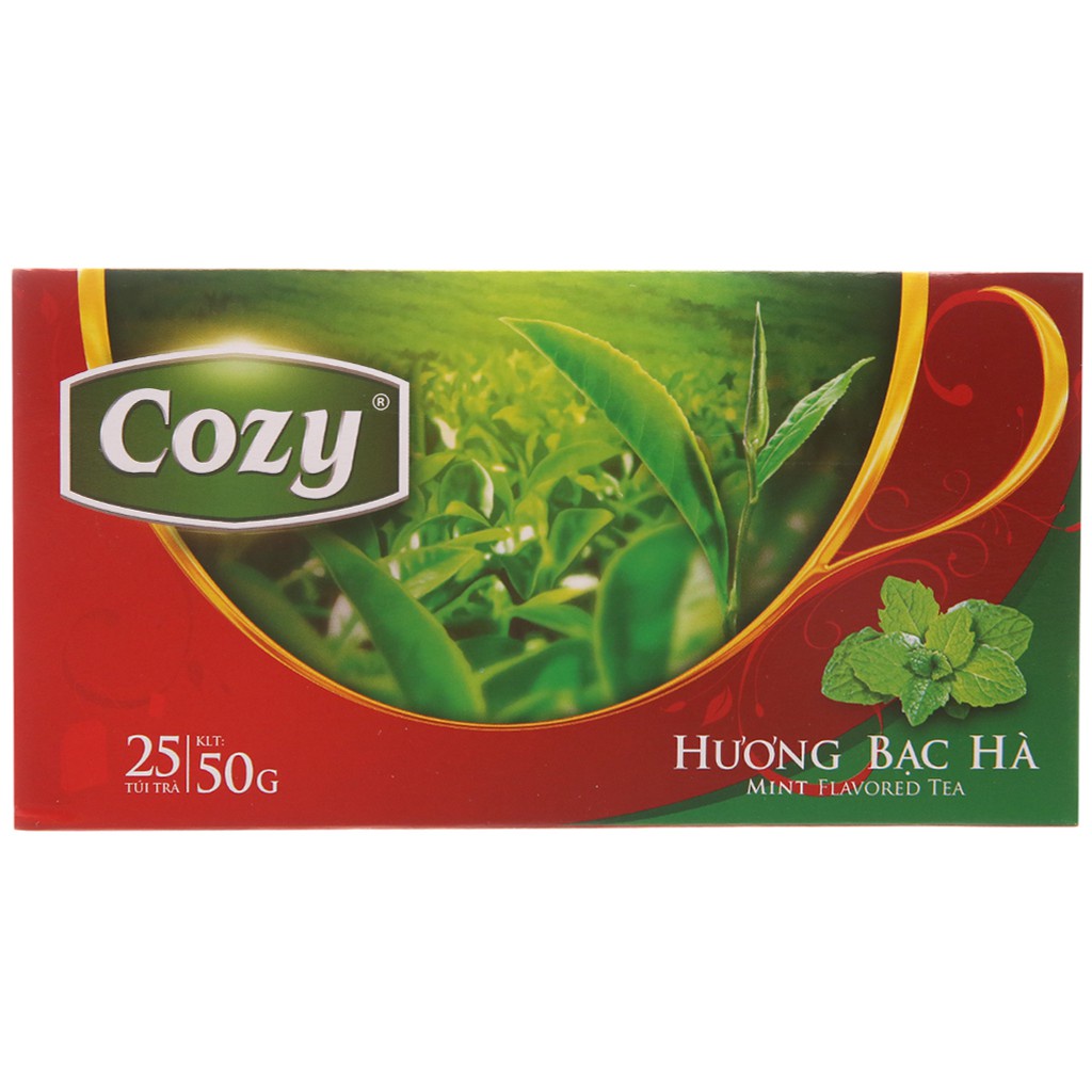 Trà Cozy Túi Lọc Hương Dâu - Đào - Bạc Hà - Hồng Trà - Nhài - Trà xanh- Sen(50g)