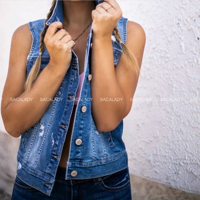 Áo Gillet Jeans Cotton Co Dãn - 2881