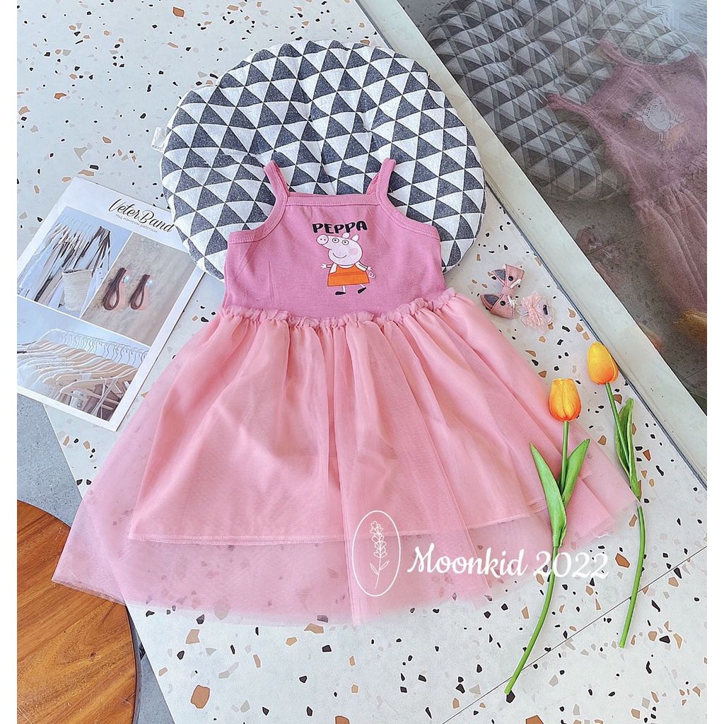 Váy hai dây mùa hè yêu xinh cho bé gái, đầm ren xoè công chúa cho bé