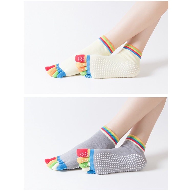 Tất - Vớ Tập Yoga, barre, pilates kín ngón thấm mồ hôi gắn hạt silicon chống trơn trượt - TY1